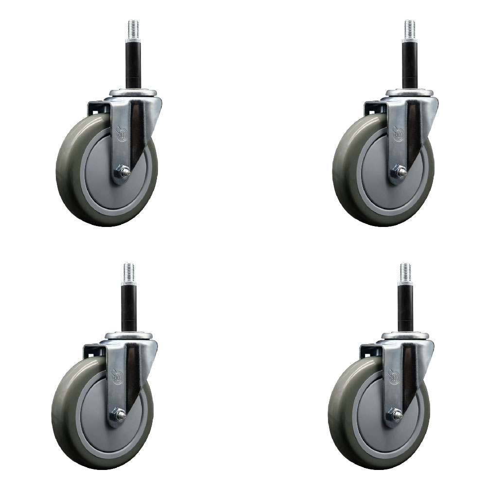 SCC-EX20S514-PPUB-34-4 Polyurethane Swivel Expanding Stem Caster with 5 in. Gray Wheels & 0.75 in. Stems - Set of 4