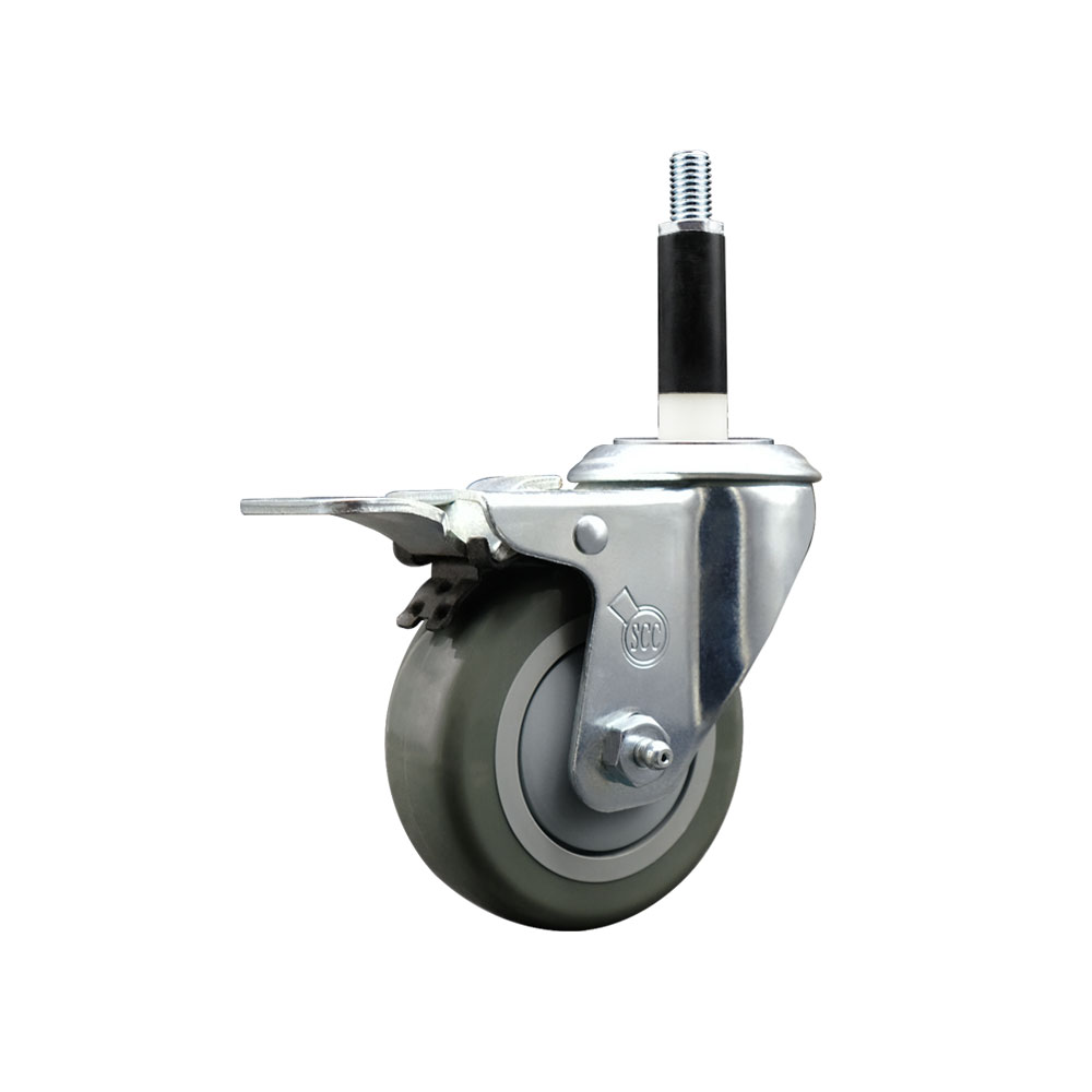 SCC-EXTTL20S3514-PPUB-78 Polyurethane Expanding Stem Swivel Caster with 3.5 in. Gray Wheel & 0.87 in. Stem & Total Locking Brake