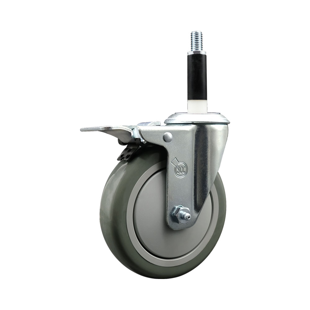 SCC-EXTTL20S514-PPUB-78 Polyurethane Expanding Stem Swivel Caster with 5 in. Gray Wheel & 0.87 in. Stem & Total Locking Brake