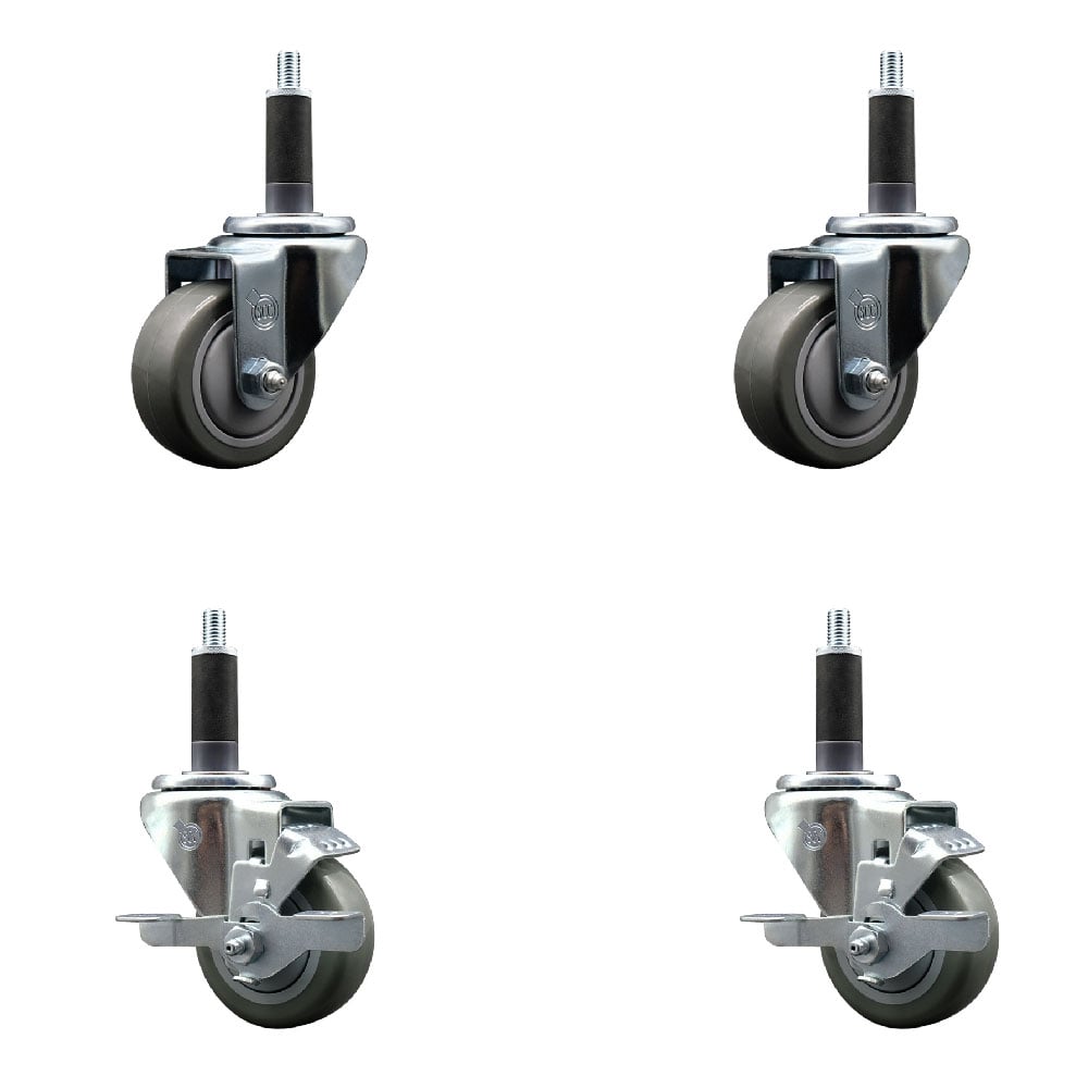 SCC-EX20S314-PPUB-2-TLB-2-1 Polyurethane Swivel Expanding Stem Caster with 3 in. Gray Wheels & 1 in. Stems - Set of 4