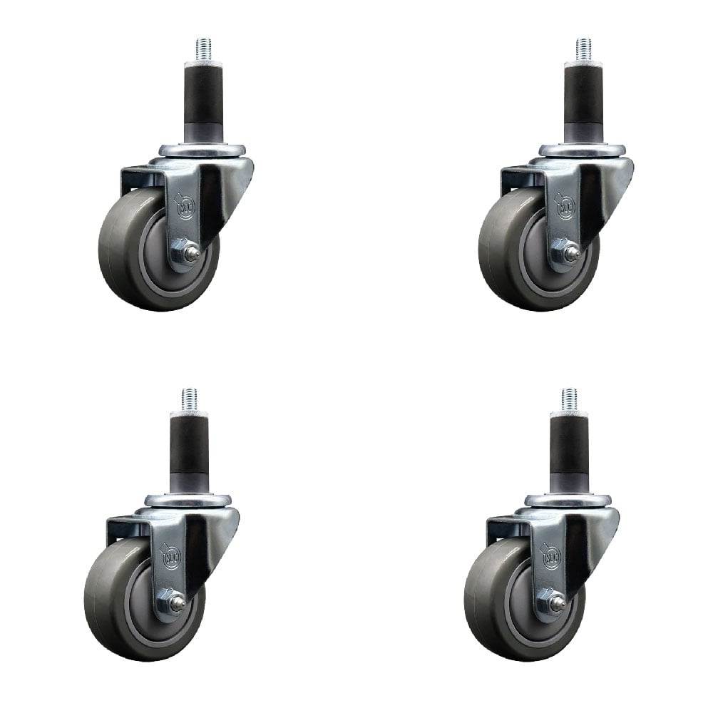 SCC-EX20S314-PPUB-114-4 Polyurethane Swivel Expanding Stem Caster with 3 in. Gray Wheels & 1.25 in. Stems - Set of 4