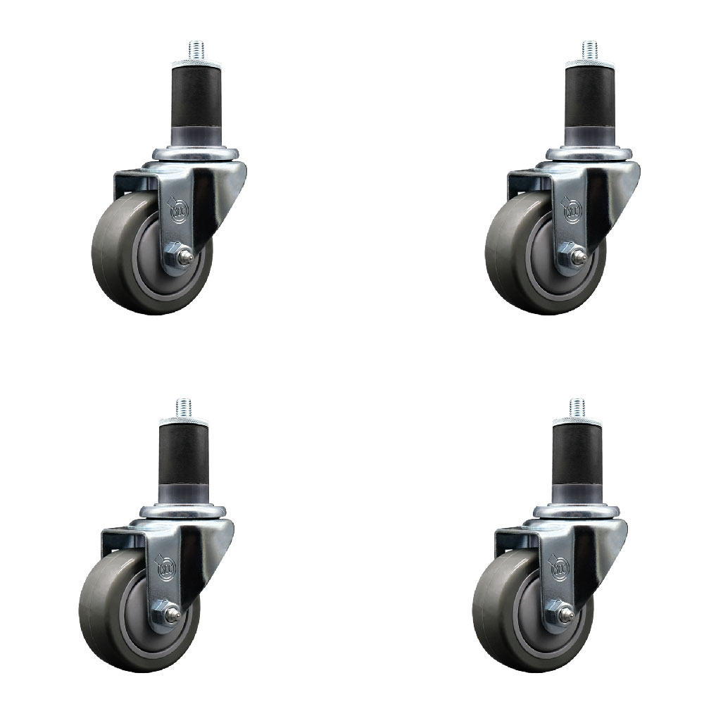 SCC-EX20S314-PPUB-158-4 Polyurethane Swivel Expanding Stem Caster with 3 in. Gray Wheels & 1.63 in. Stems - Set of 4