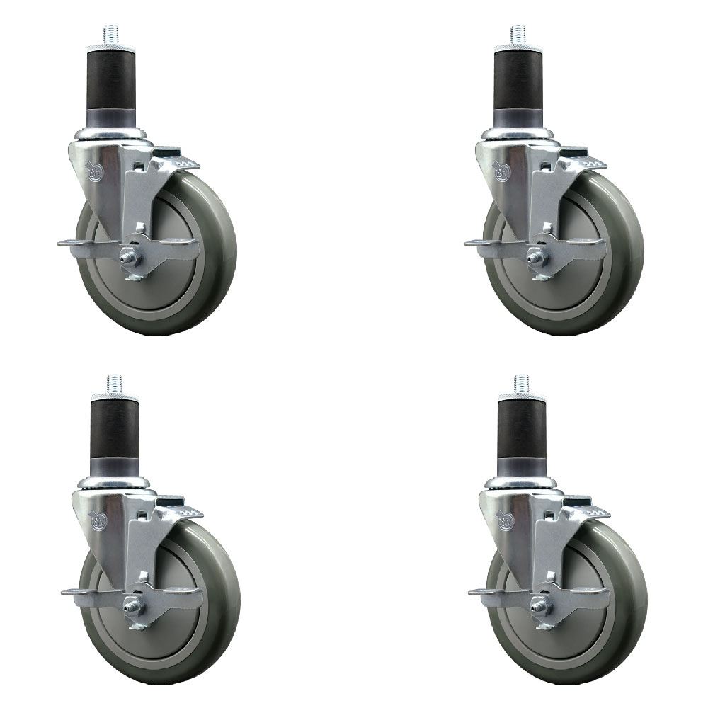 SCC-EX20S514-PPUB-TLB-158-4 Polyurethane Swivel Expanding Stem Caster with 5 in. Gray Wheels & 1.63 in. Stems - Set of 4
