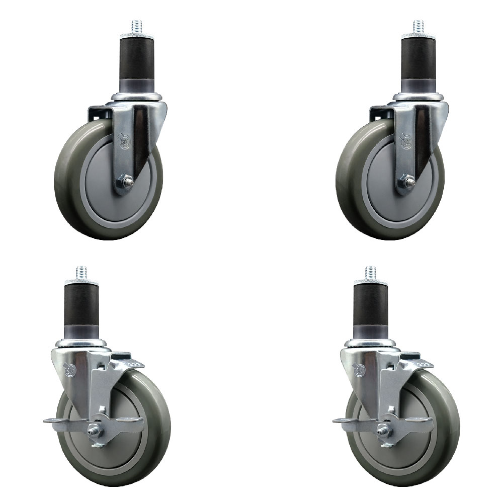 SCC-EX20S514-PPUB-2-TLB-2-158 Polyurethane Swivel Expanding Stem Caster with 5 in. Gray Wheels & 1.63 in. Stems - Set of 4