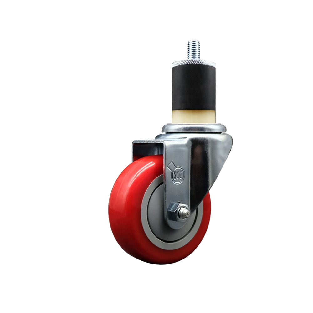 SCC-EX20S3514-PPUB-RED-178 Polyurethane Expanding Stem Swivel Caster with 3.5 in. Red Wheel & 1.87 in. Stem
