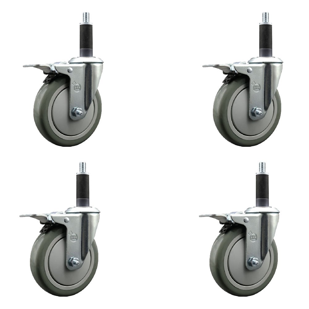 SCC-EXTTL20S514-PPUB-1-4 Polyurethane Swivel Expanding Stem Caster with 5 in. Gray Wheels & 1 in. Stems - Set of 4