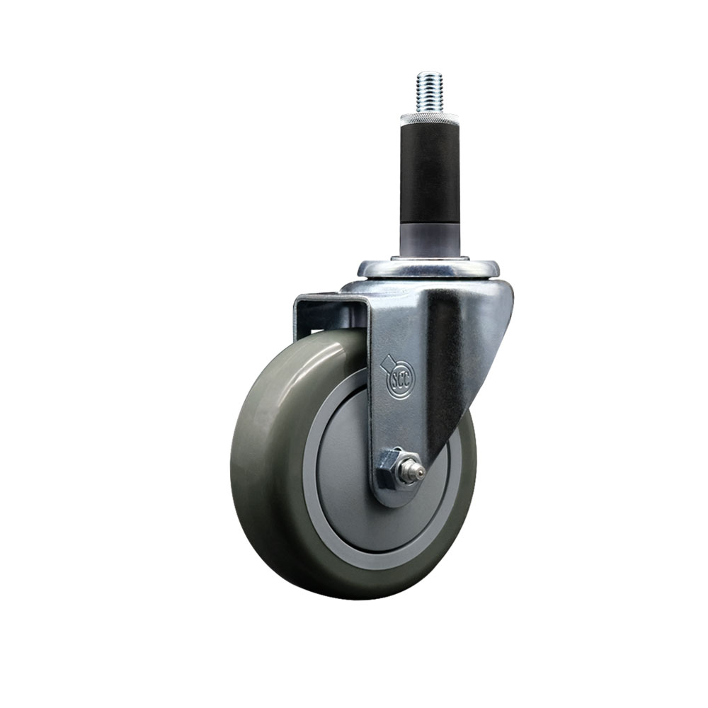 SCC-EX20S414-PPUB-118 Polyurethane Expanding Stem Swivel Caster with 4 in. Gray Wheel & 1.13 in. Stem