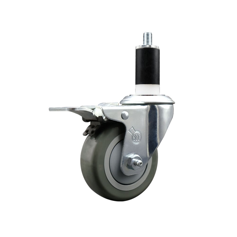 SCC-EXTTL20S3514-PPUB-138 Polyurethane Expanding Stem Swivel Caster with 3.5 in. Gray Wheel & 1.38 in. Stem & Total Locking Brake