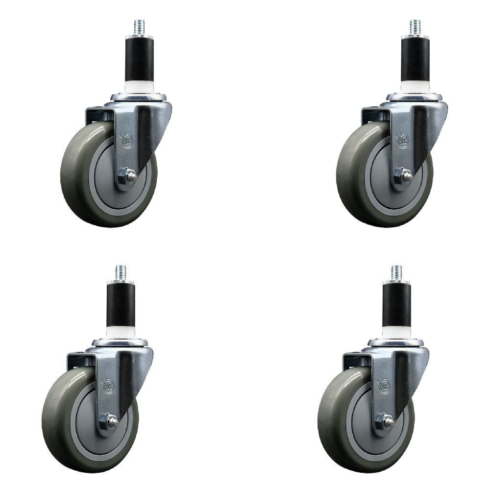 SCC-EX20S414-PPUB-138-4 Polyurethane Swivel Expanding Stem Caster with 4 in. Gray Wheels & 1.38 in. Stems - Set of 4