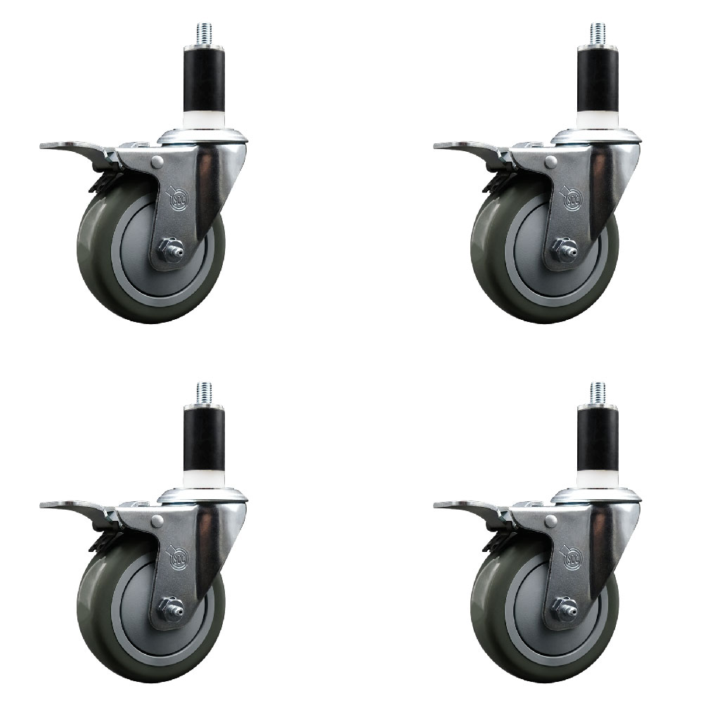 SCC-EXTTL20S414-PPUB-138-4 Polyurethane Swivel Expanding Stem Caster with 4 in. Gray Wheels & 1.38 in. Stems - Set of 4