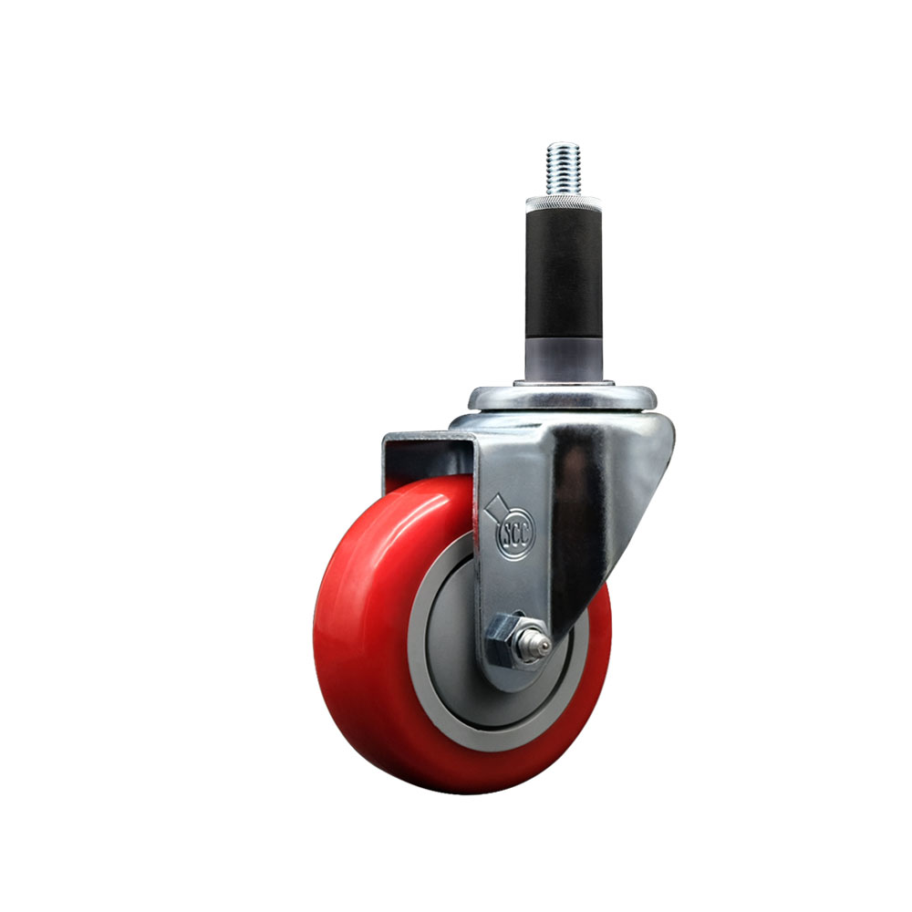 SCC-EX20S3514-PPUB-RED-118 Polyurethane Expanding Stem Swivel Caster with 3.5 in. Red Wheel & 1.13 in. Stem