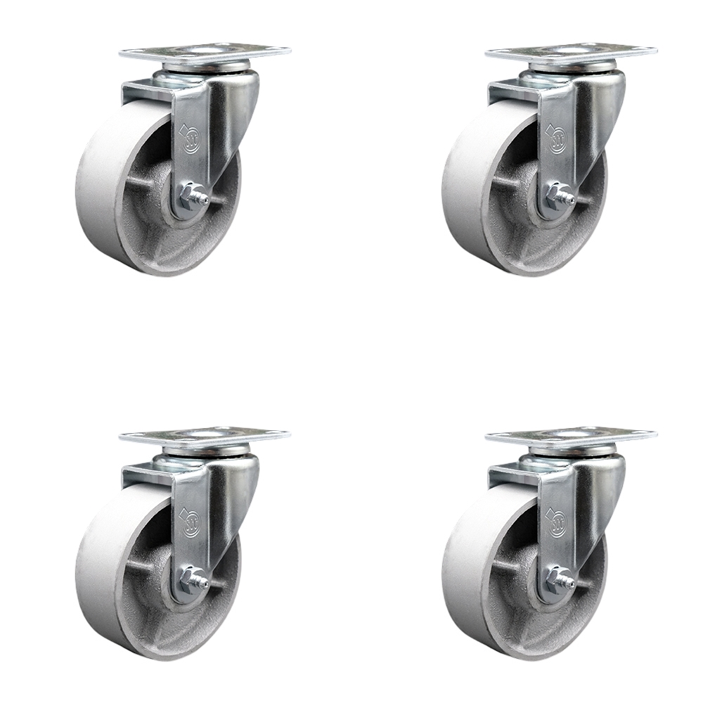 Semi Steel Cast Iron Swivel Caster - Silver - Set of 4 - 1200 lbs Capacity