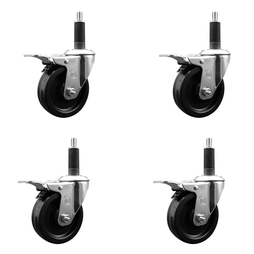 SCC-EXTTL20S414-PHS-1-4 Phenolic Swivel Expanding Stem Caster with 4 in. Black Wheels & 1 in. Stems - Set of 4