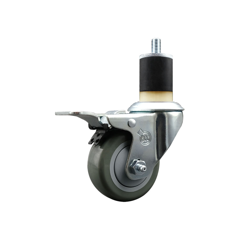 SCC-EXTTL20S314-PPUB-178 Polyurethane Expanding Stem Swivel Caster with 3 in. Gray Wheel & 1.87 in. Stem & Total Locking Brake