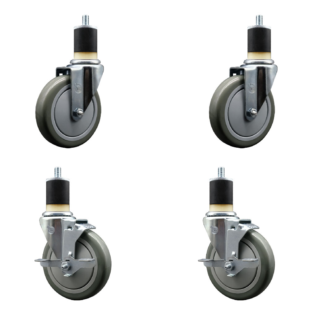 SCC-EX20S514-PPUB-2-TLB-2-178 Polyurethane Swivel Expanding Stem Caster with 5 in. Gray Wheels & 1.87 in. Stems - Set of 4