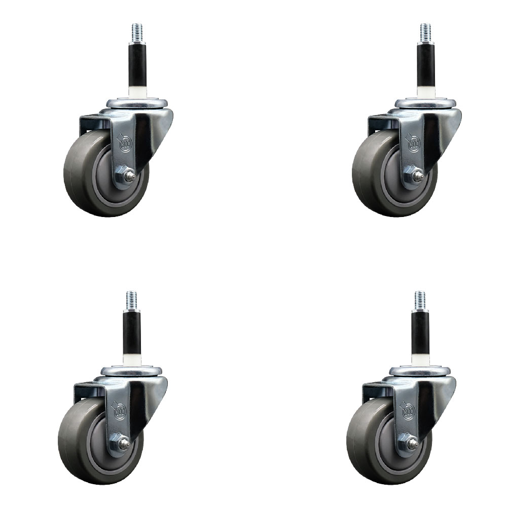 SCC-EX20S314-PPUB-78-4 Polyurethane Swivel Expanding Stem Caster with 3 in. Gray Wheels & 0.87 in. Stems - Set of 4