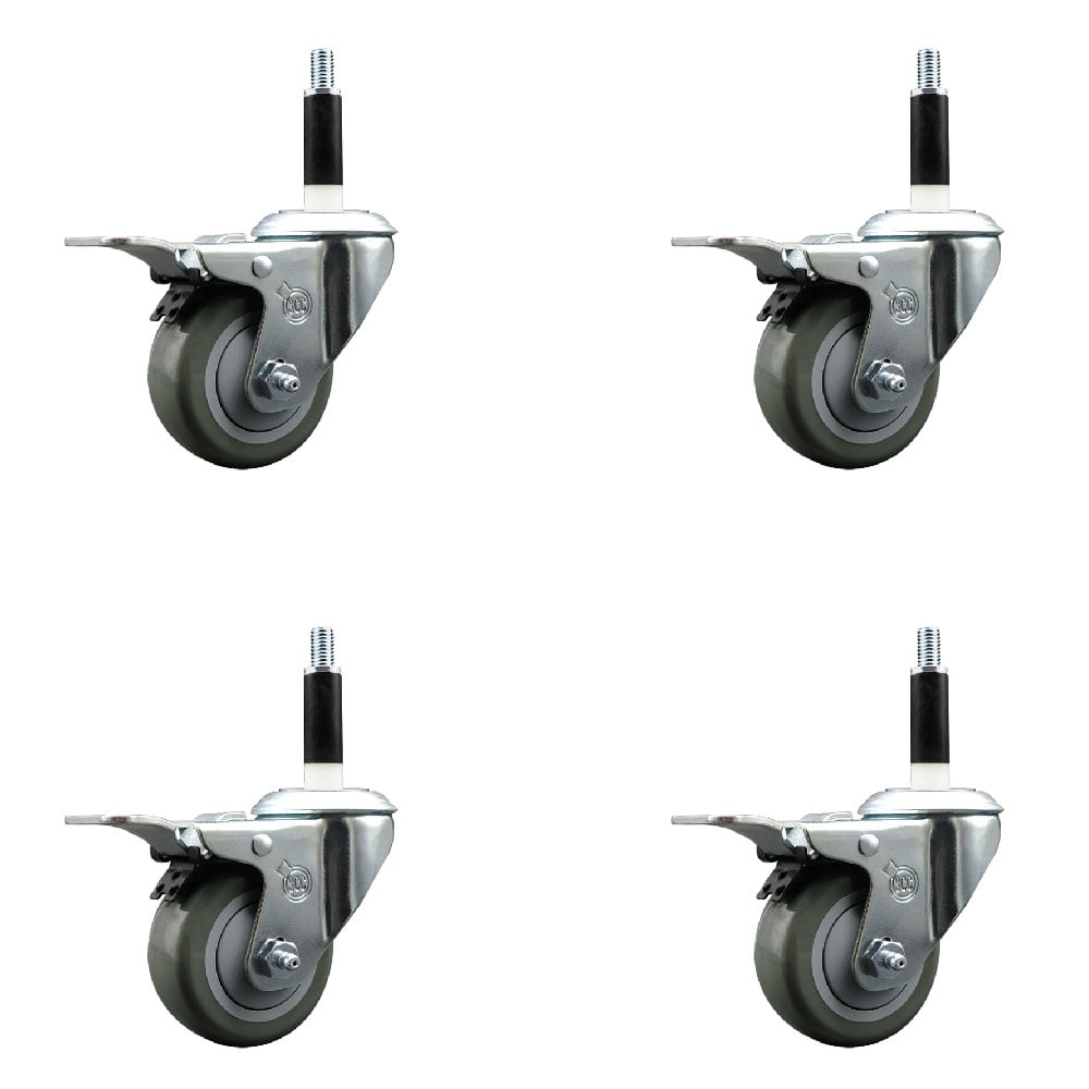 SCC-EXTTL20S314-PPUB-78-4 Polyurethane Swivel Expanding Stem Caster with 3 in. Gray Wheels & 0.87 in. Stems - Set of 4