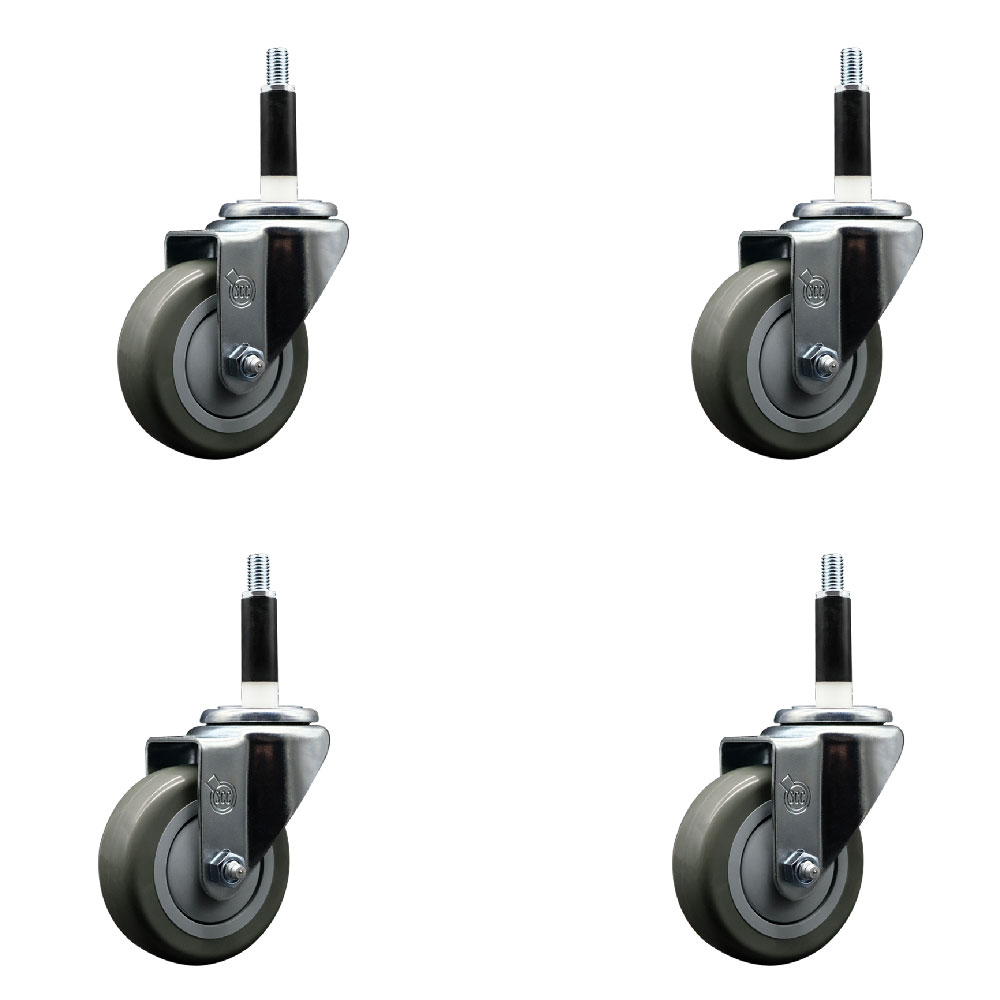 SCC-EX20S3514-PPUB-78-4 Polyurethane Swivel Expanding Stem Caster with 3.5 in. Gray Wheels & 0.87 in. Stems - Set of 4