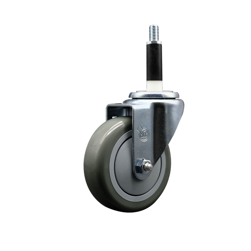SCC-EX20S414-PPUB-78 Polyurethane Expanding Stem Swivel Caster with 4 in. Gray Wheel & 0.87 in. Stem