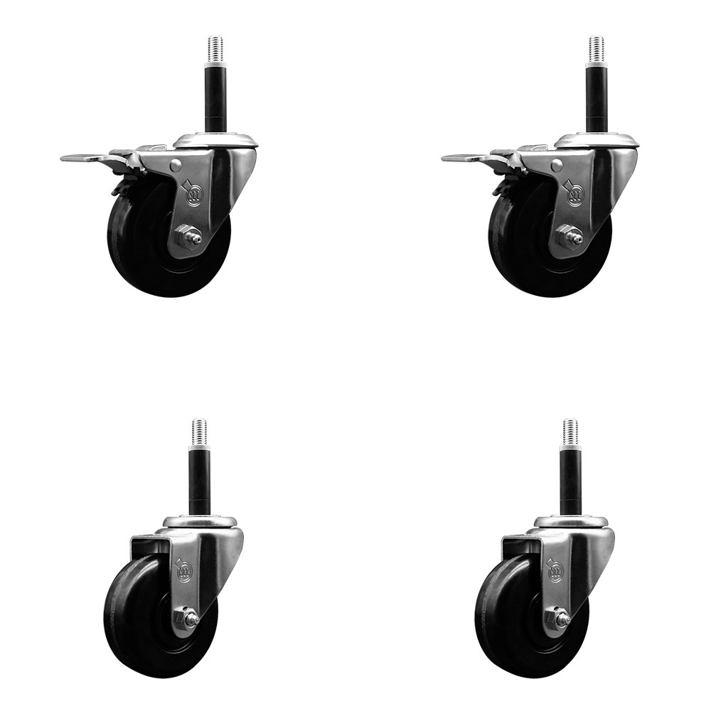 SCC-EXTTL20S3514-PHS-2-S-2-34 Phenolic Swivel Expanding Stem Caster with 3.5 in. Black Wheels & 0.75 in. Stems - Set of 4