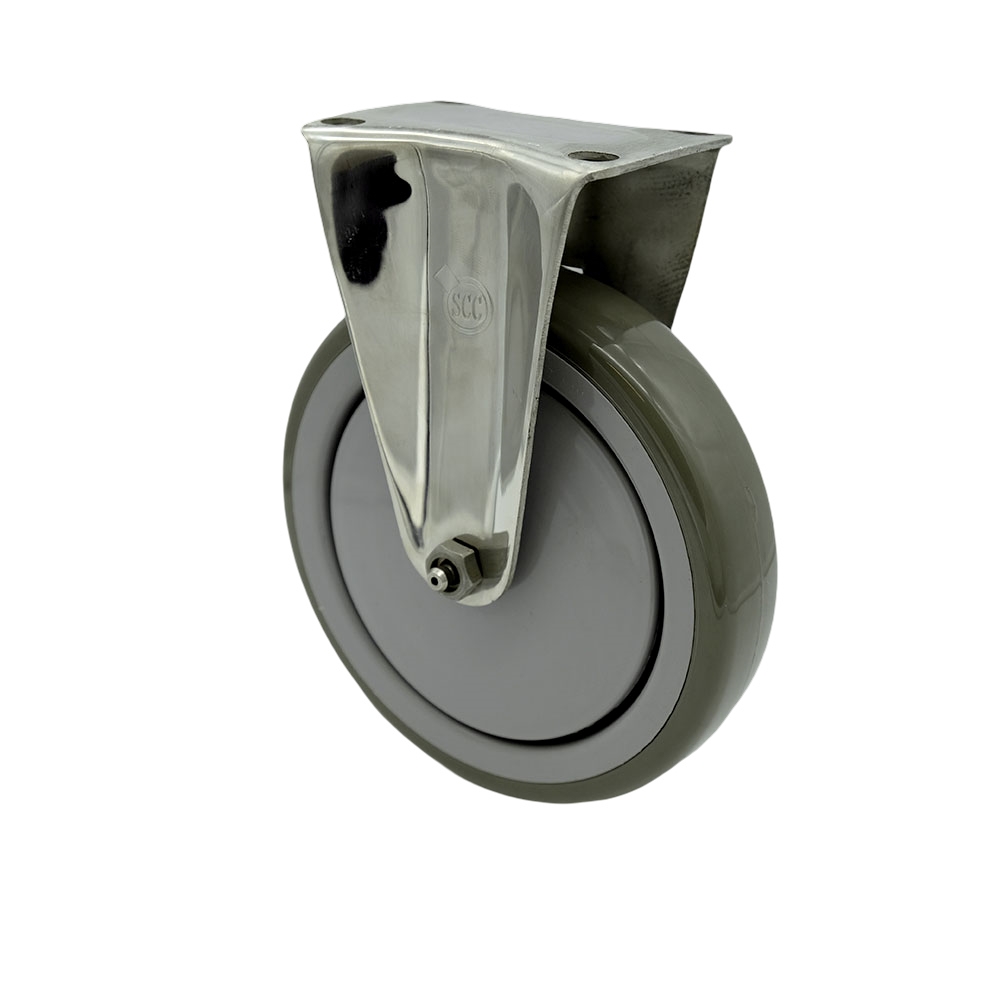 SCC-SS20R614-PPUB Stainless Steel Polyurethane Swivel Top Plate Rigid Caster with 6 x 1.26 in. Gray Wheel