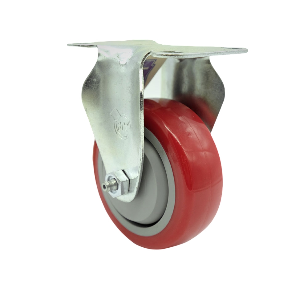 SCC-SS20R3514-PPUB-RED Stainless Steel Polyurethane Swivel Top Plate Rigid Caster with 3.5 x 1.25 in. Red Wheel