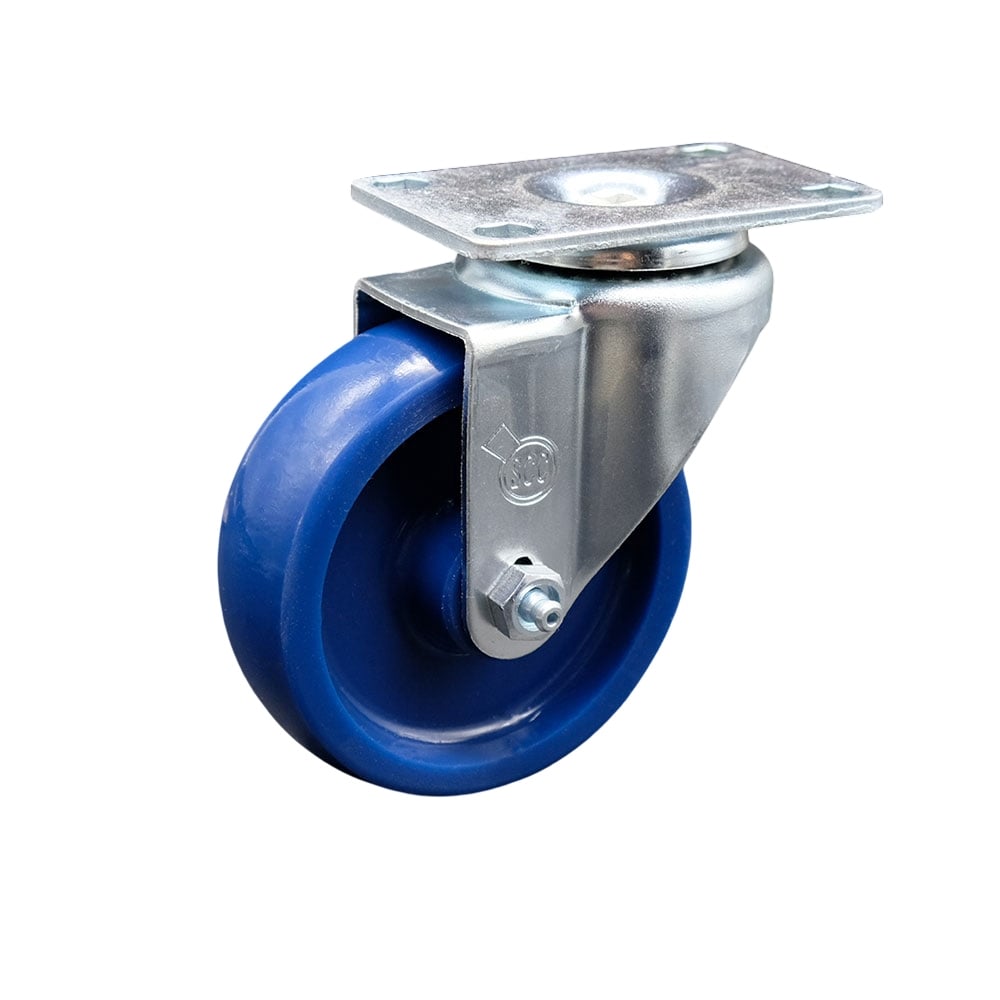 SCC-20S414-SPUS Solid Polyurethane Swivel Top Plate Swivel Caster with 4 x 1.25 in. Blue Wheel