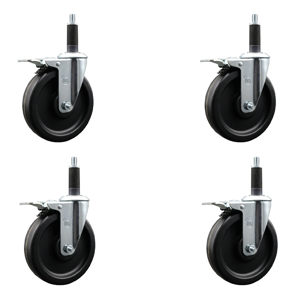 SCC-EXTTL20S615-PHS-1-4 Phenolic Swivel Expanding Stem Caster with 6 in. Black Wheels & 1 in. Stems - Set of 4