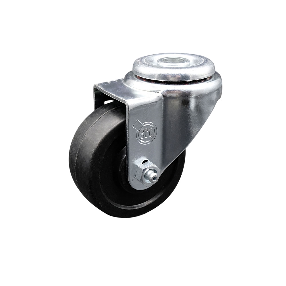 SCC-BH20S314-SRS Soft Rubber Swivel Bolt Hole Caster with 3 x 1.25 in. Black Wheel