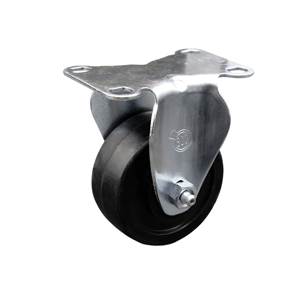 SCC-SS20R314-SRS Stainless Steel Soft Rubber Swivel Top Plate Rigid Caster with 3 x 1.25 in. Black Wheel