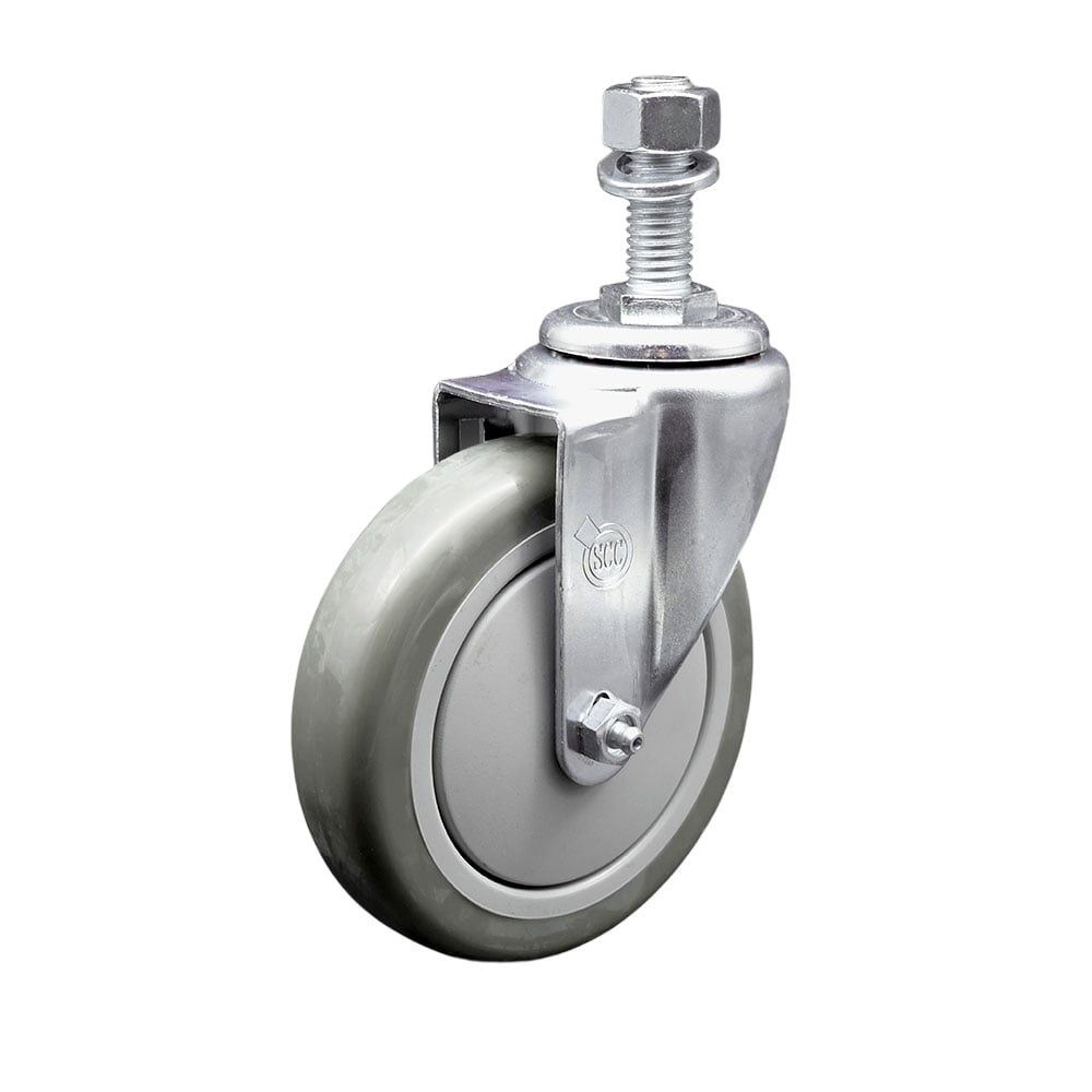 SCC-TS20S514-PPUB-M1215 Polyurethane Swivel Threaded Stem Caster with 5 x 1.25 in. Gray Wheel & 12 mm Stem