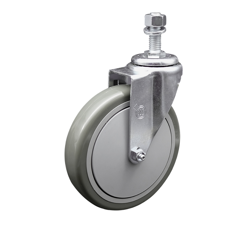 SCC-TS20S614-PPUB-M1215 Polyurethane Swivel Threaded Stem Caster with 6 x 1.25 in. Gray Wheel & 12 mm Stem