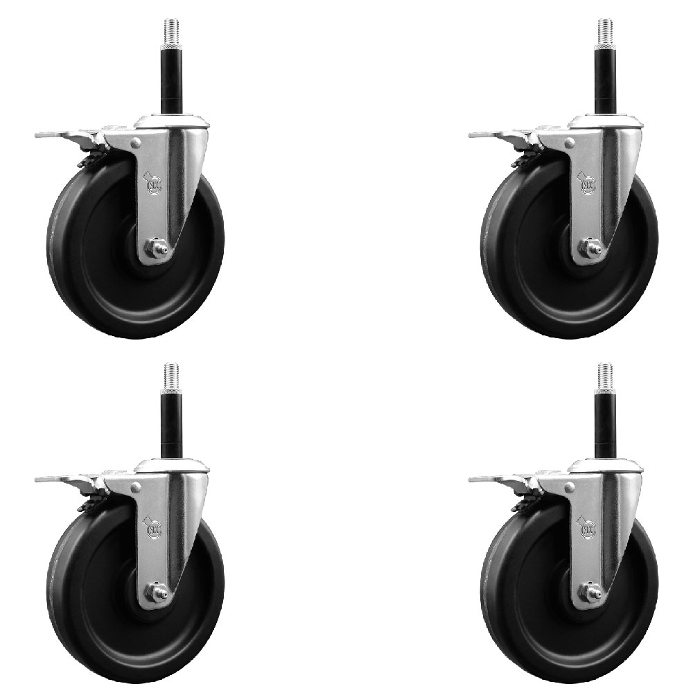 SCC-EXTTL20S615-PHS-34-4 Phenolic Swivel Expanding Stem Caster with 6 in. Black Wheels & 0.75 in. Stems - Set of 4