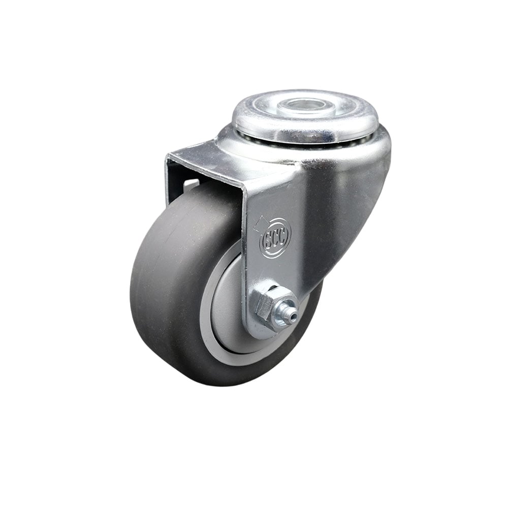 SCC-SSBH20S314-TPRB Stainless Steel Thermoplastic Rubber Swivel Bolt Hole Caster, 3 x 1.25 in. Gray Wheel