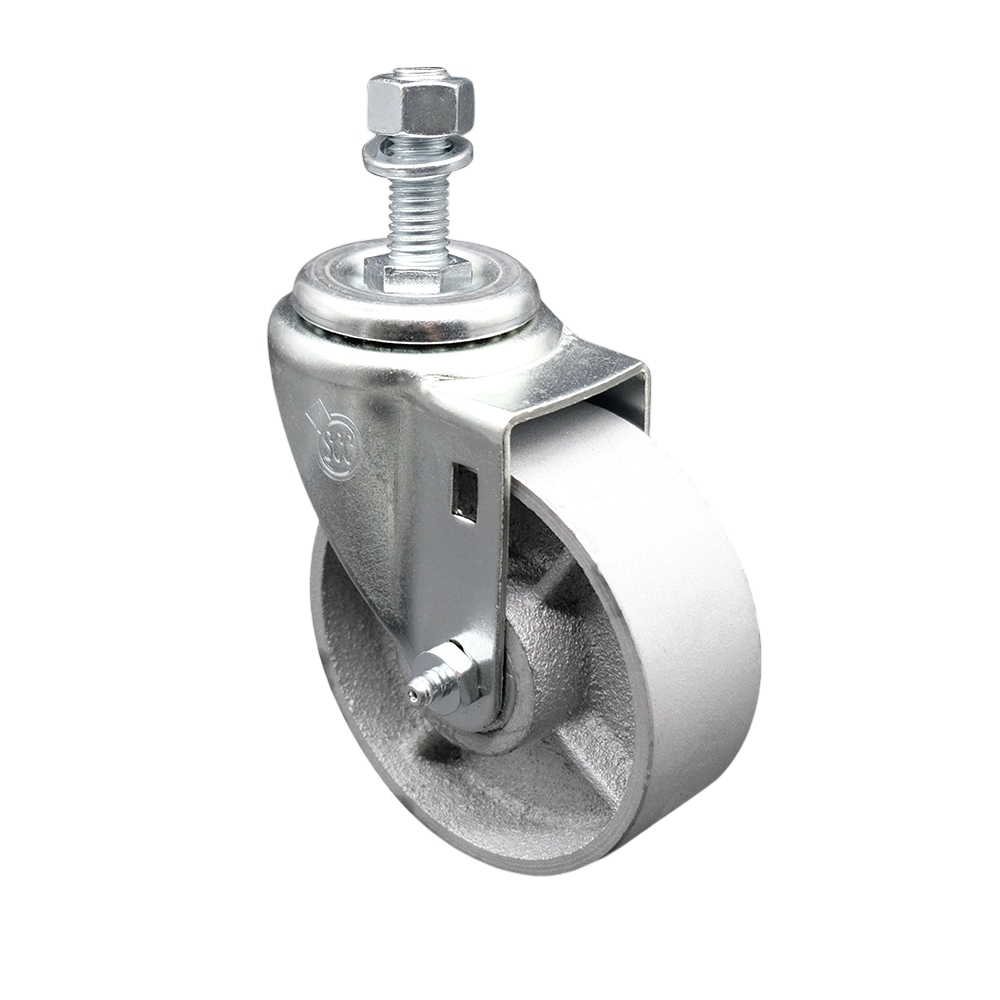SCC-TS20S414-SSS-M1215 Semi Steel Cast Iron Swivel Threaded Stem Caster with 4 x 1.25 in. Silver Wheel & 12 mm Stem
