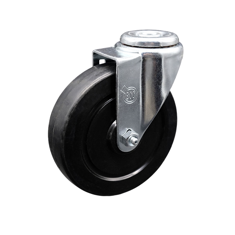 SCC-BH20S514-SRS Soft Rubber Swivel Bolt Hole Caster with 5 x 1.25 in. Black Wheel