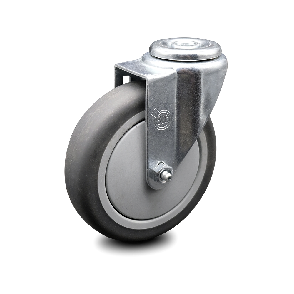 SCC-BH20S514-TPRB Thermoplastic Rubber Swivel Bolt Hole Caster, 5 x 1.25 in. Gray Wheel