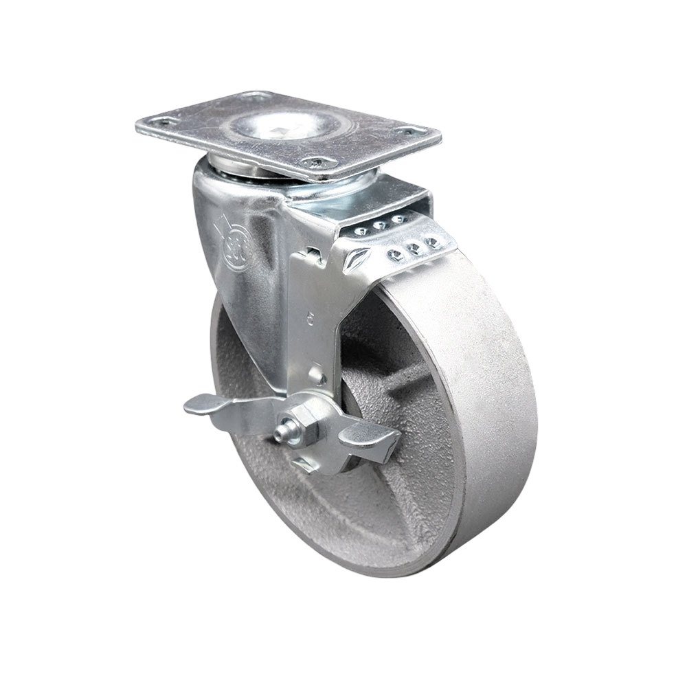 Swivel Caster - Silver - 5 in. - Top Locking Brake - 300 lbs Capacity