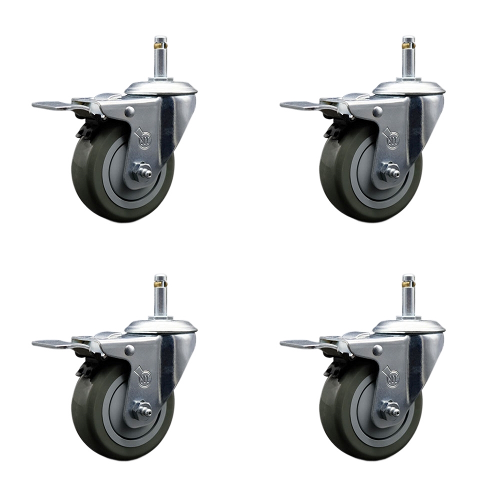 SCC-GRTTL20S3514-PPUB-716138-4 Polyurethane Swivel Grip Ring Stem Caster with 3.5 x 1.25 in. Gray Wheels & 0.43 in. Stems - Set of 4