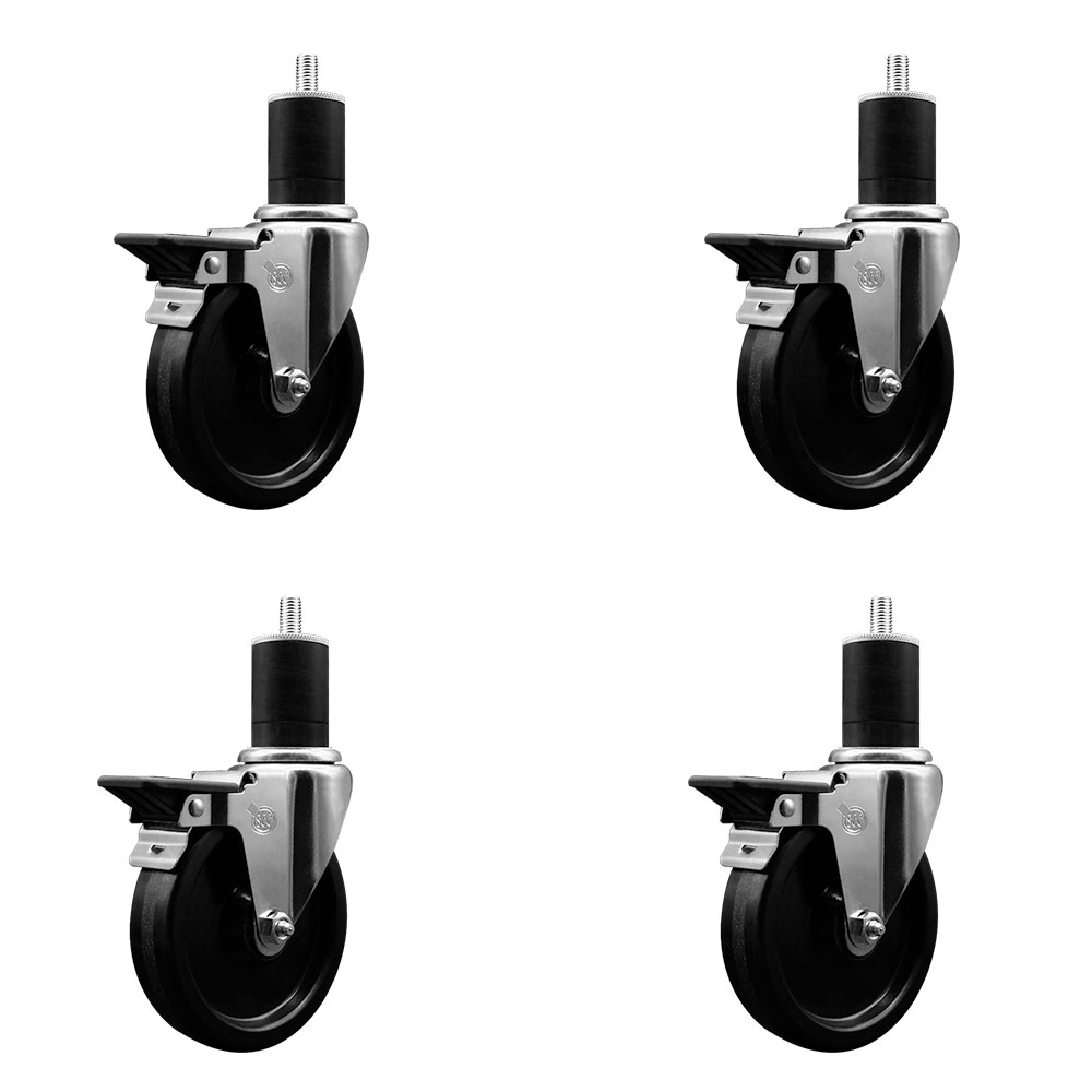 Phenolic Swivel Caster - Black - Set of 4 - 5in. Wheels