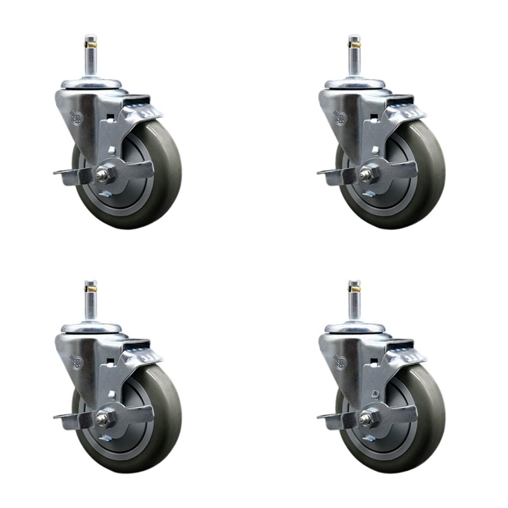 SCC-GR20S414-PPUB-TLB-716138-4 Polyurethane Swivel Grip Ring Stem Caster with 4 x 1.25 in. Gray Wheels & 0.43 in. Stems - Set of 4