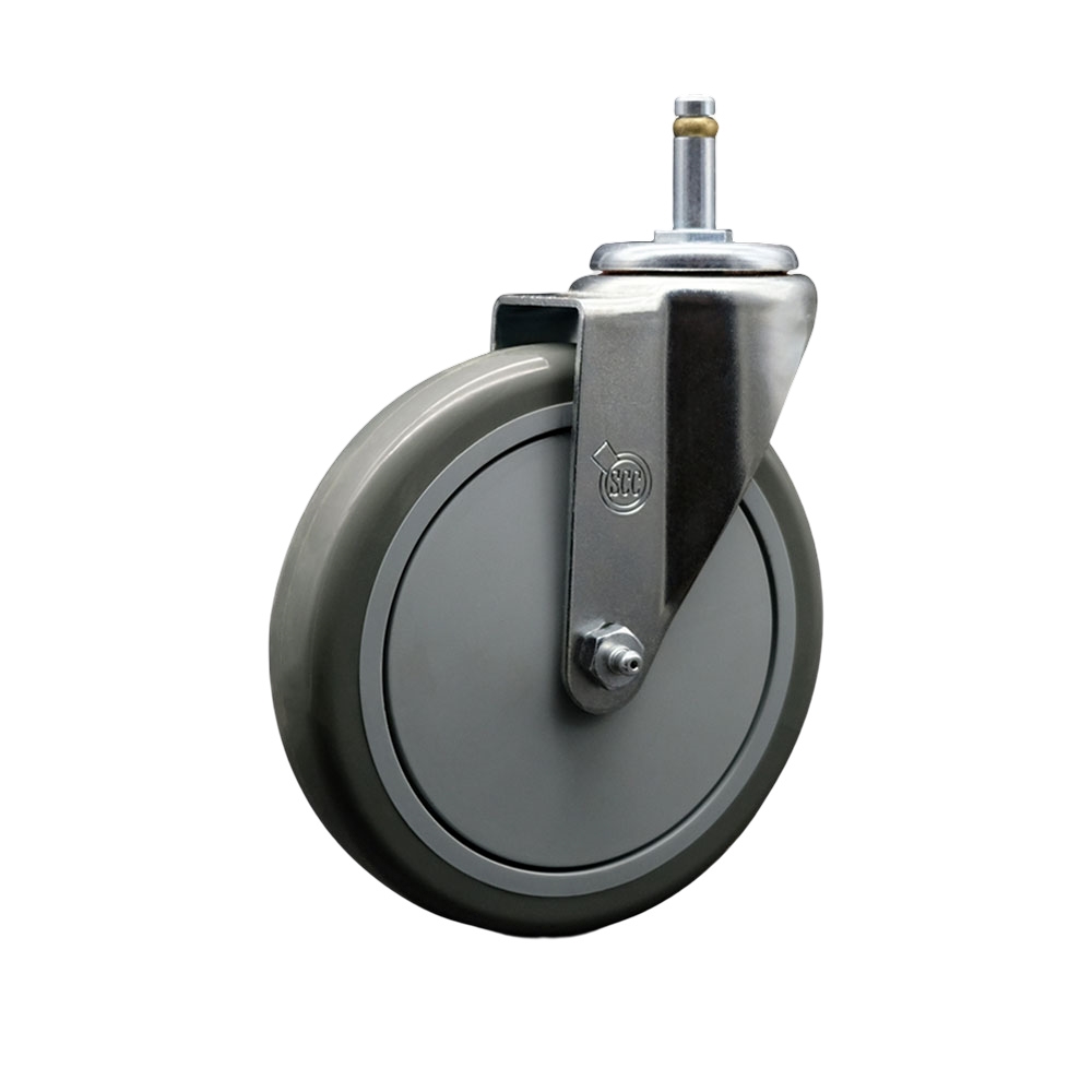 SCC-GR20S614-PPUB-716138 Polyurethane Swivel Grip Ring Stem Caster with 6 x 1.25 in. Gray Wheel & 0.43 in. Stem