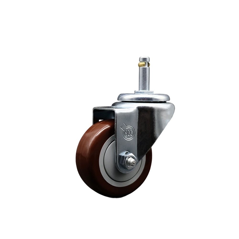 SCC-GR20S314-PPUB-MRN-716138 Polyurethane Swivel Grip Ring Stem Caster with 3 x 1.25 in. Maroon Wheel & 0.43 in. Stem