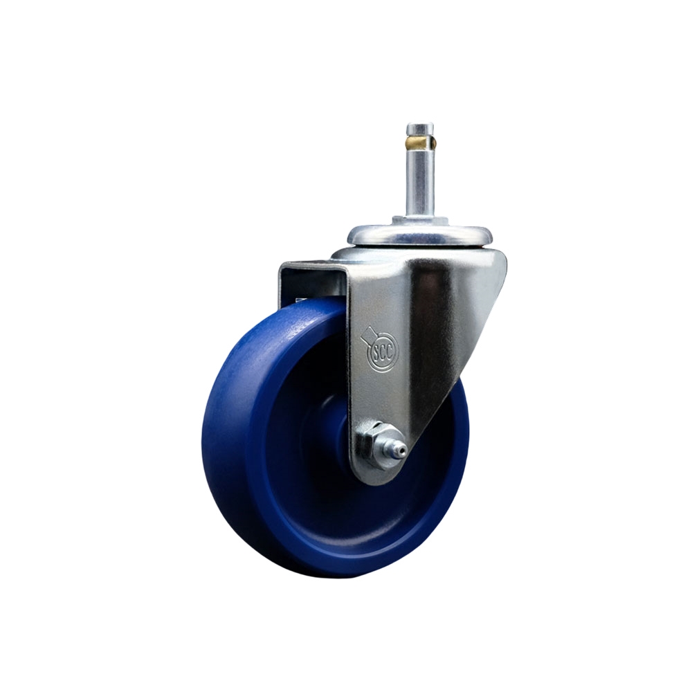 SCC-GR20S414-SPUS-716138 Solid Polyurethane Swivel Grip Ring Stem Caster with 4 x 1.25 in. Blue Wheel & 0.43 in. Stem