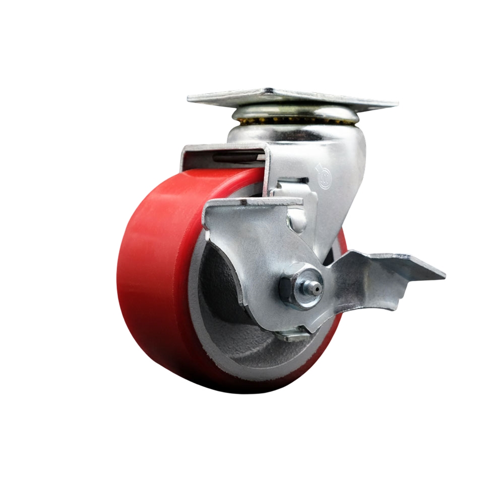 Swivel Caster - Red - 4in. x 2in. - Top Locking Brake - 450 lbs Capacity