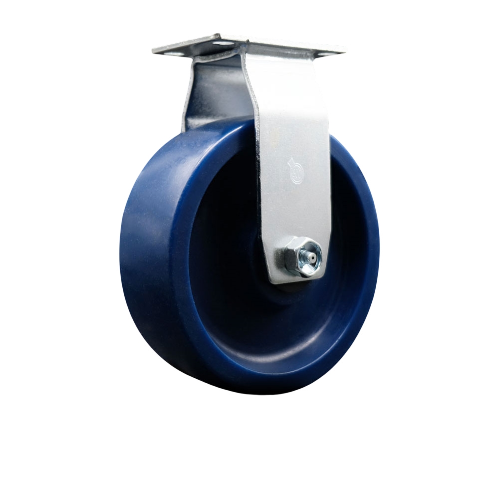 SCC-20R620-SPUR Rigid Top Plate Caster, Blue - 6 in. by 2 in. Solid Polyurethane Wheel Roller Bearing