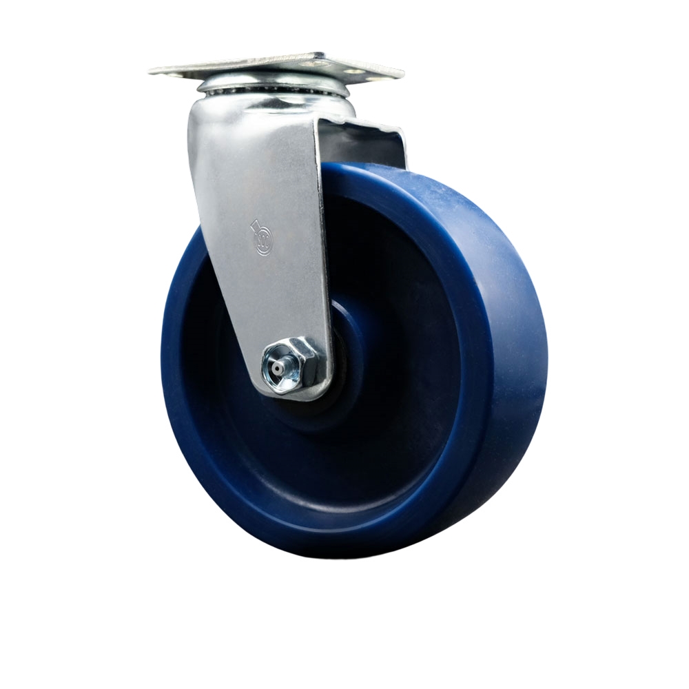 SCC-20S620-SPUR Swivel Top Plate Caster, Blue - 6 in. by 2 in. Solid Polyurethane Wheel Roller Bearing