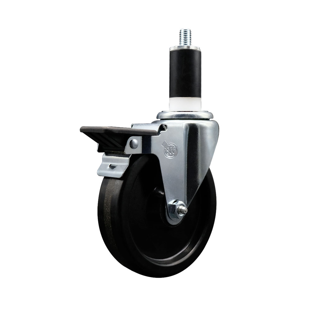 Phenolic Swivel Caster - Black - 5 in. Wheel - Posi Locking Brake