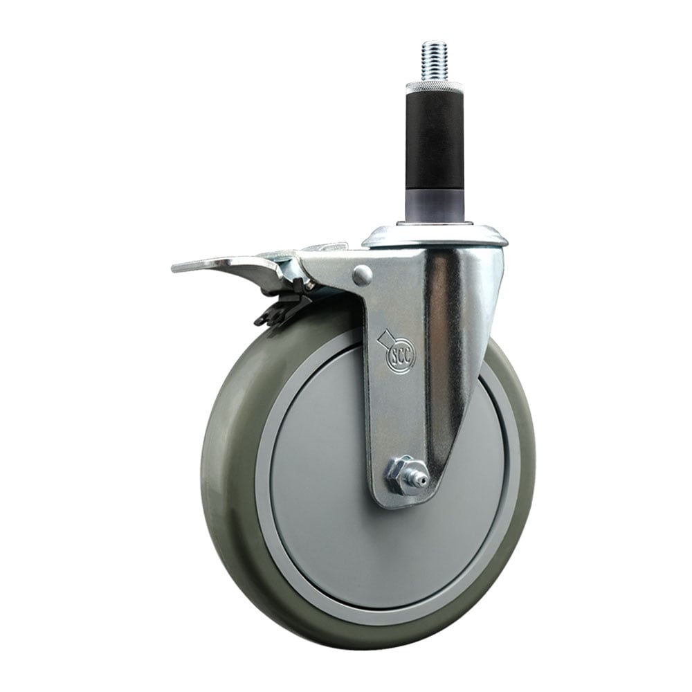 SCC-EXTTL20S614-PPUB-118 Polyurethane Expanding Stem Swivel Caster with 6 in. Gray Wheel & 1.13 in. Stem & Total Locking Brake