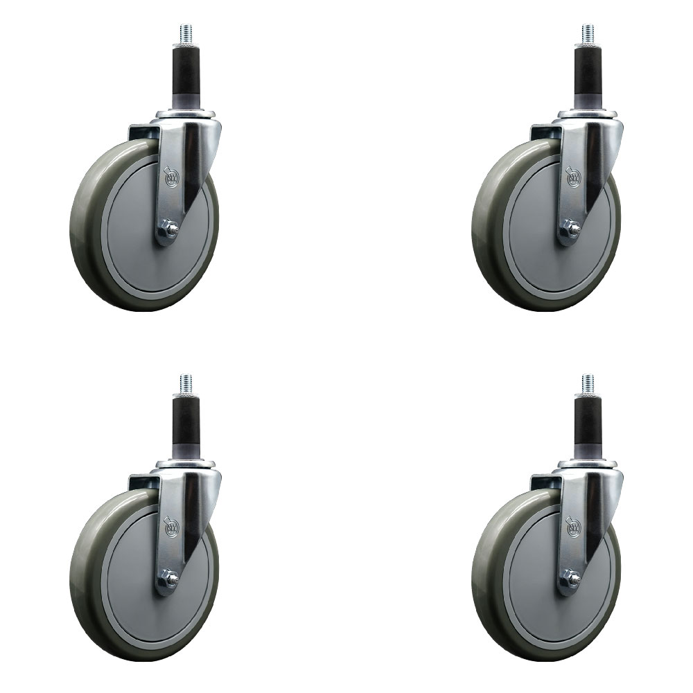 SCC-EX20S614-PPUB-118-4 Polyurethane Swivel Expanding Stem Caster with 6 in. Gray Wheels & 1.13 in. Stems - Set of 4